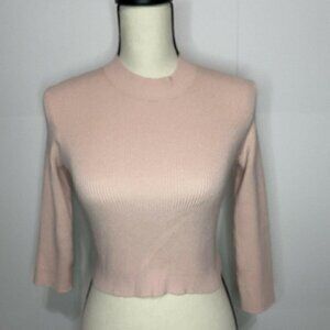 Brandy Melville Crop Pink Mock Neck Sweater One Size Stretch